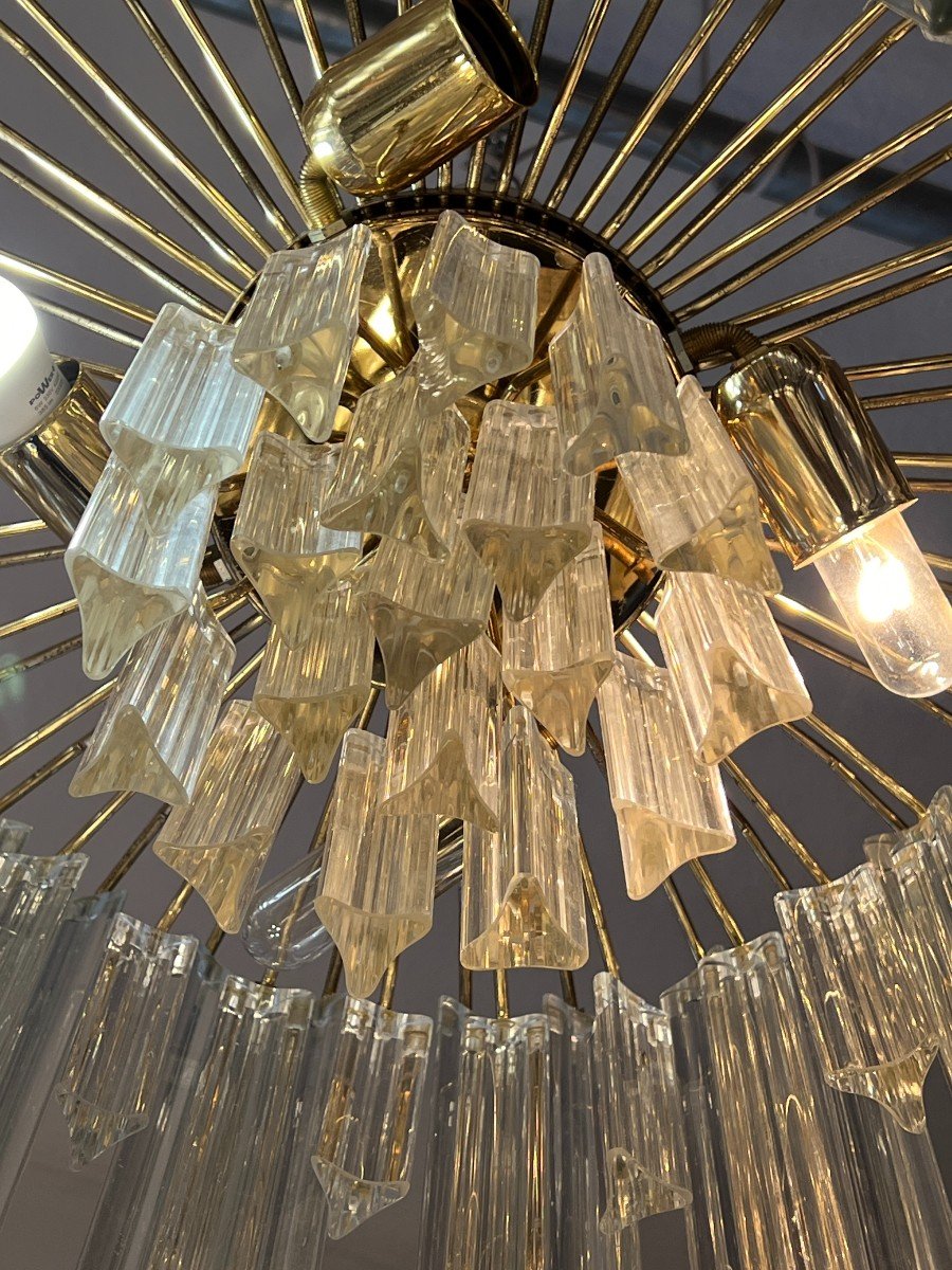 Venini Chandelier With Tridri Crystal Cascades, Circa 1960-photo-3