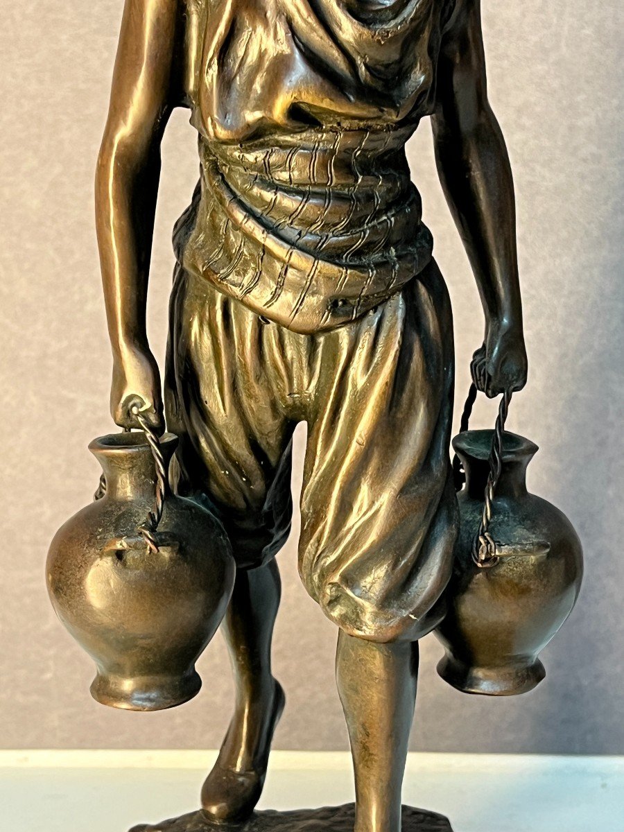 Statuette En Bronze, Porteur D’eau Tunisien Par Jean Didier Debut (1824-1893)-photo-1