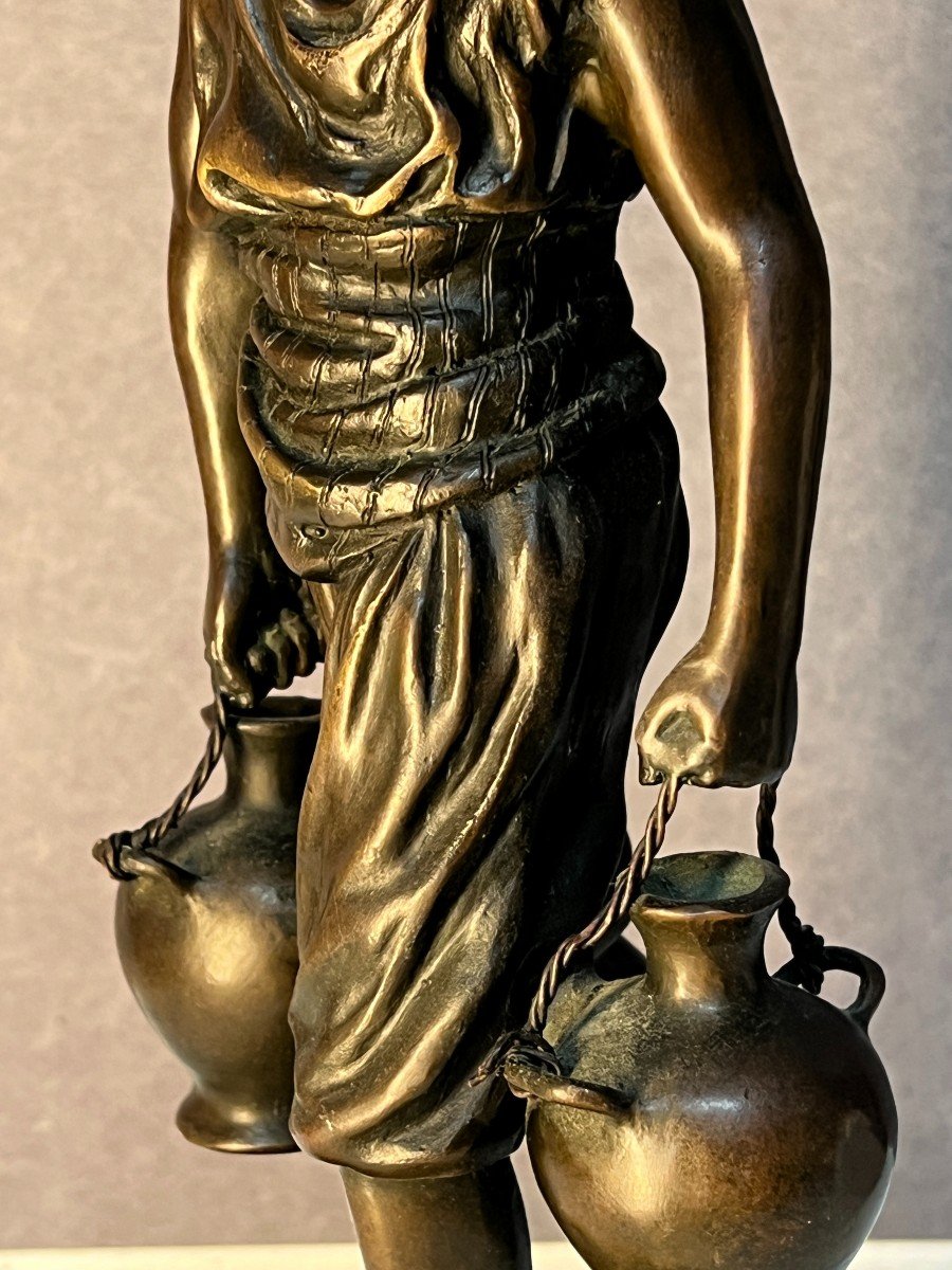 Bronze Statuette, Tunisian Water Carrier By Jean Didier Debut (1824-1893)-photo-5