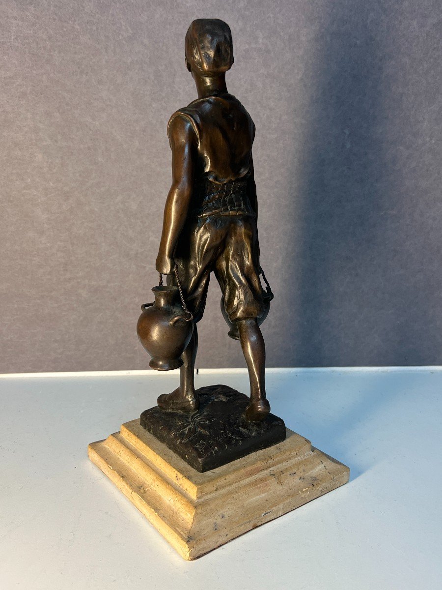 Bronze Statuette, Tunisian Water Carrier By Jean Didier Debut (1824-1893)-photo-6