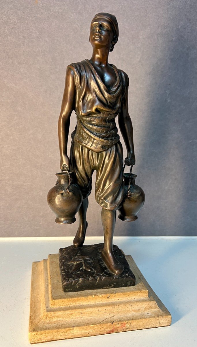 Statuette En Bronze, Porteur D’eau Tunisien Par Jean Didier Debut (1824-1893)