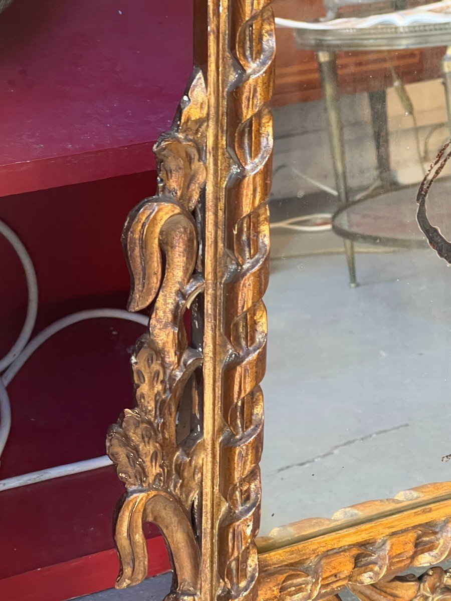 Antique Mirror Above A Dresser Or Between Two Windows, Carved Wood, 18th Century-photo-4