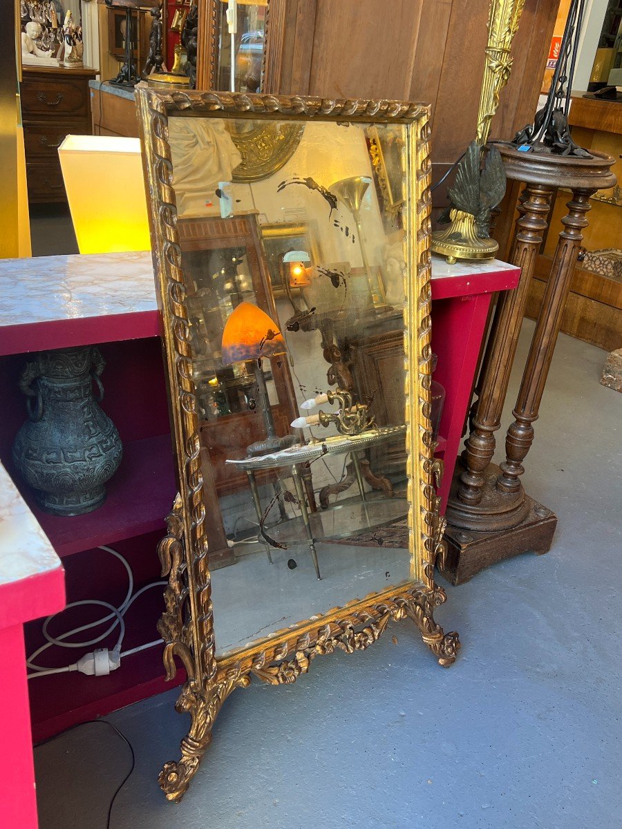 Antique Mirror Above A Dresser Or Between Two Windows, Carved Wood, 18th Century-photo-5