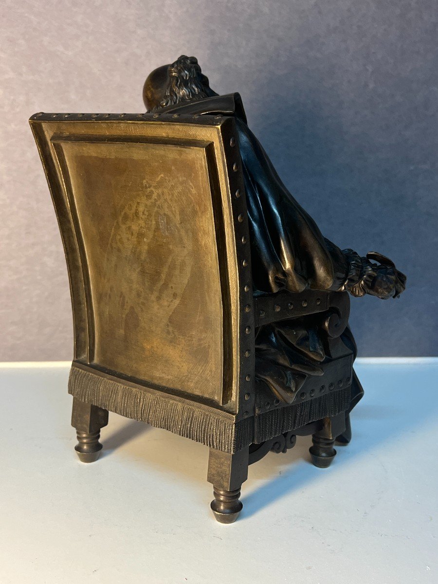 Sculpture De Molière Assis Dans Un Fauteuil, Signé Pradier, époque Fin XIXe Siècle-photo-1