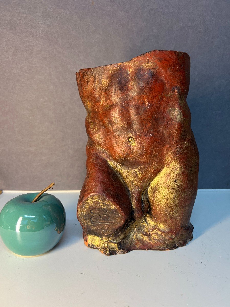 Antique Terracotta Sculpture, Representing Part Of A Naked Human Body, Contemporary Art-photo-3