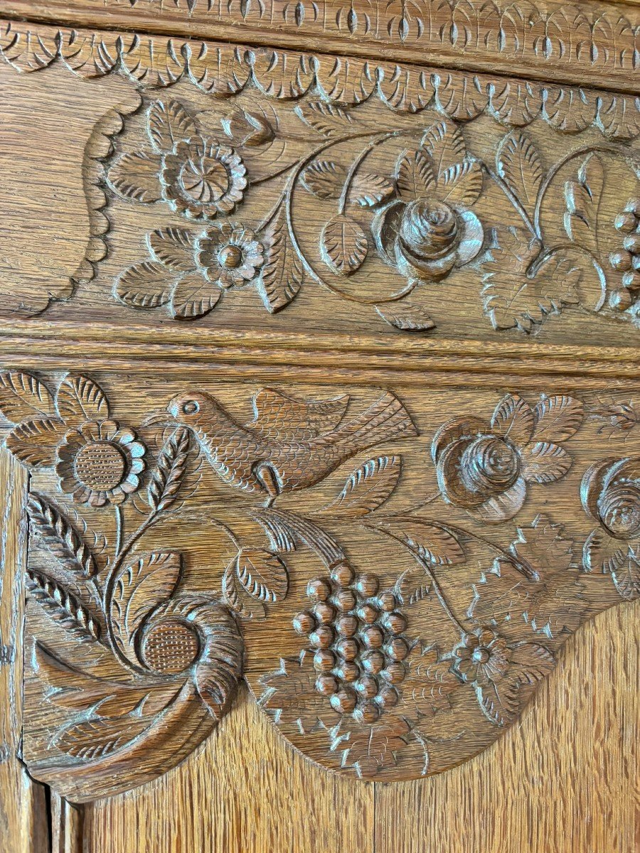 Norman Wedding Armoire From Montebourg, Richly Carved, Early 19th Century-photo-3