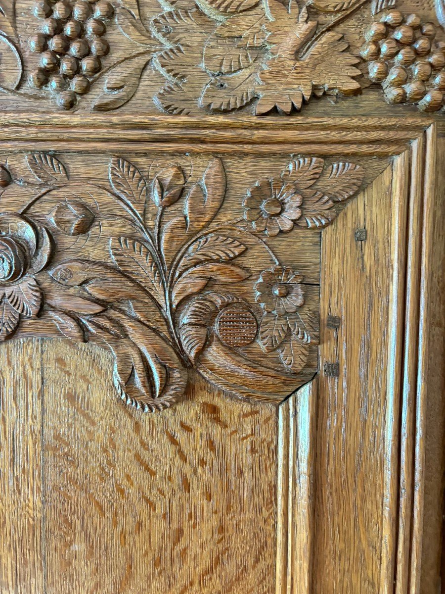 Norman Wedding Armoire From Montebourg, Richly Carved, Early 19th Century-photo-4