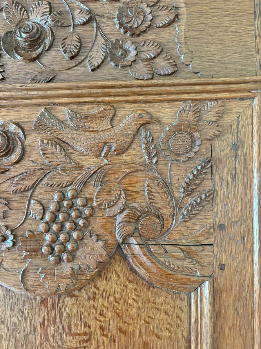 Norman Wedding Armoire From Montebourg, Richly Carved, Early 19th Century-photo-2