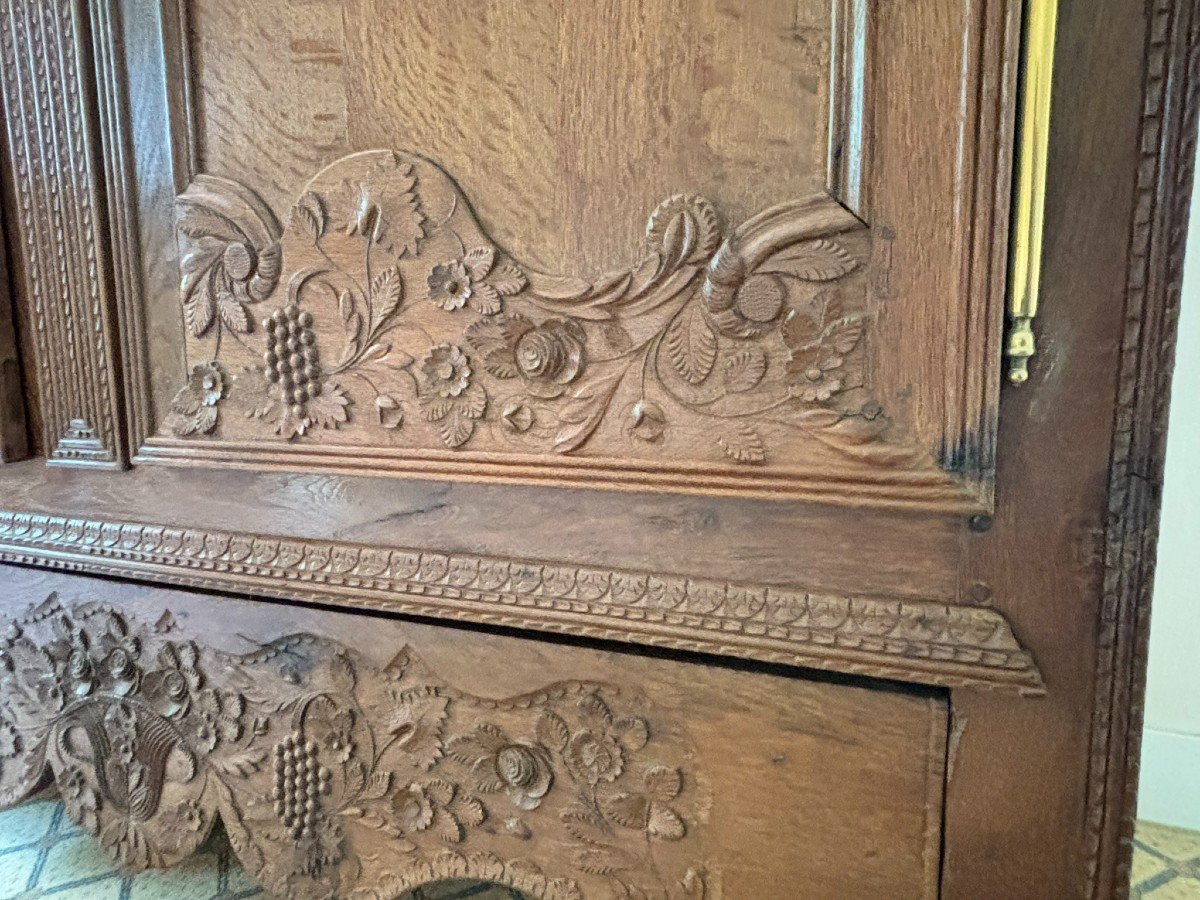 Norman Wedding Armoire From Montebourg, Richly Carved, Early 19th Century-photo-6