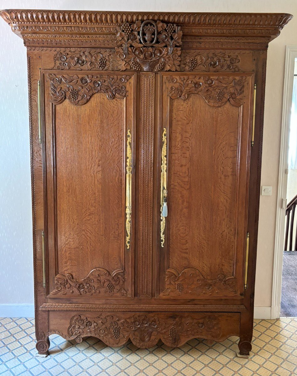 Norman Wedding Armoire From Montebourg, Richly Carved, Early 19th Century