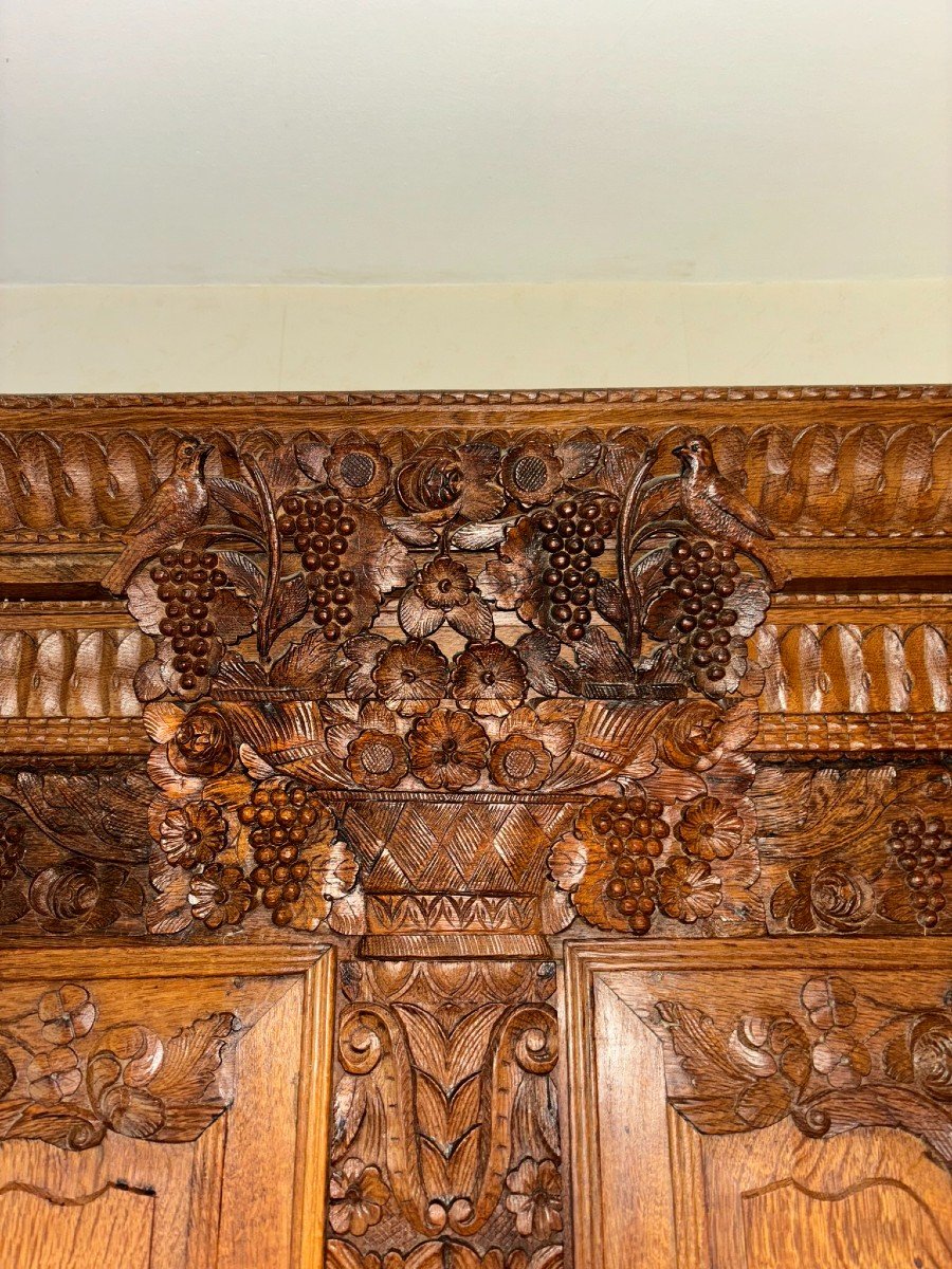 Norman Wedding Armoire From Montebourg, Richly Carved, Early 19th Century No. 2-photo-2