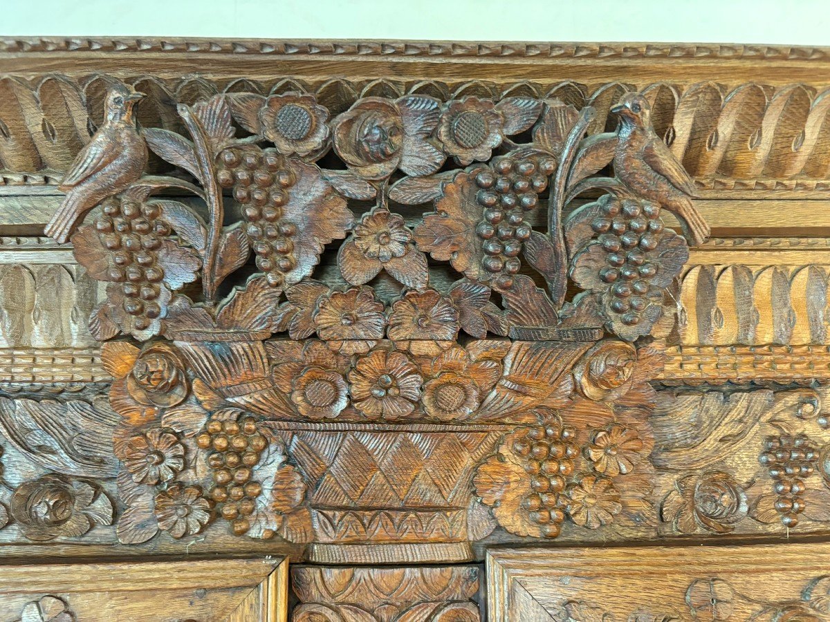 Norman Wedding Armoire From Montebourg, Richly Carved, Early 19th Century No. 2-photo-1