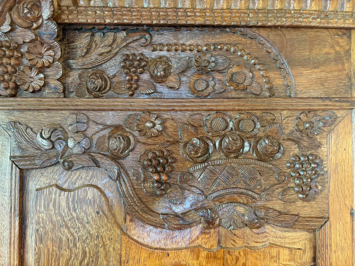 Norman Wedding Armoire From Montebourg, Richly Carved, Early 19th Century No. 2-photo-2