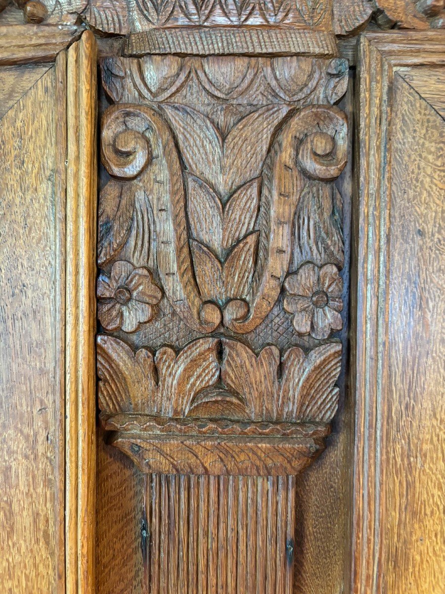 Norman Wedding Armoire From Montebourg, Richly Carved, Early 19th Century No. 2-photo-3