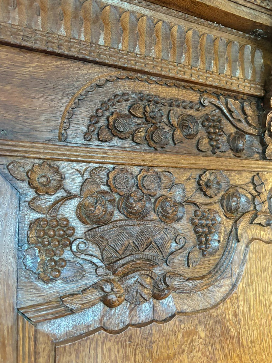 Norman Wedding Armoire From Montebourg, Richly Carved, Early 19th Century No. 2-photo-7