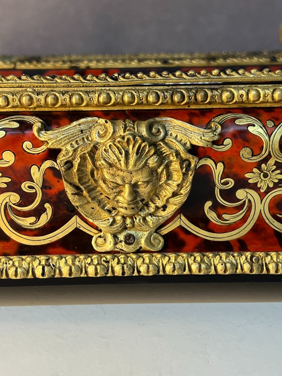 Ecritoire Ancien En Marqueterie Boulle, époque XIXe Siècle, Napoléon III, écaille De Tortue-photo-1