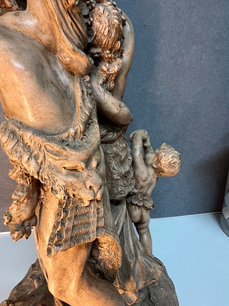 Sculpture De Clodion, Le Triomphe De Bacchus, Terre Cuite XIXème, Hauteur 54 Cm, Très Bon état-photo-4