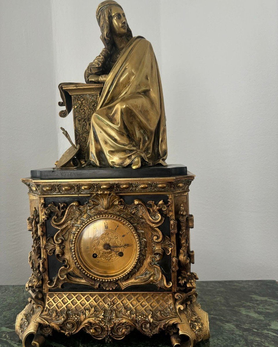 Très Importante Horloge Pendule De Cheminee "raphaël Raffaello Santi" Milieu XIXème-photo-2