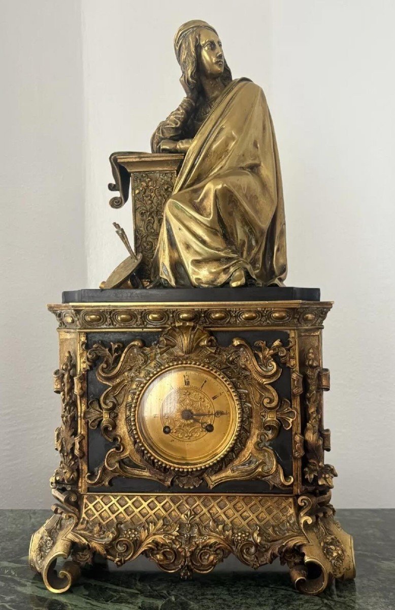 Très Importante Horloge Pendule De Cheminee "raphaël Raffaello Santi" Milieu XIXème