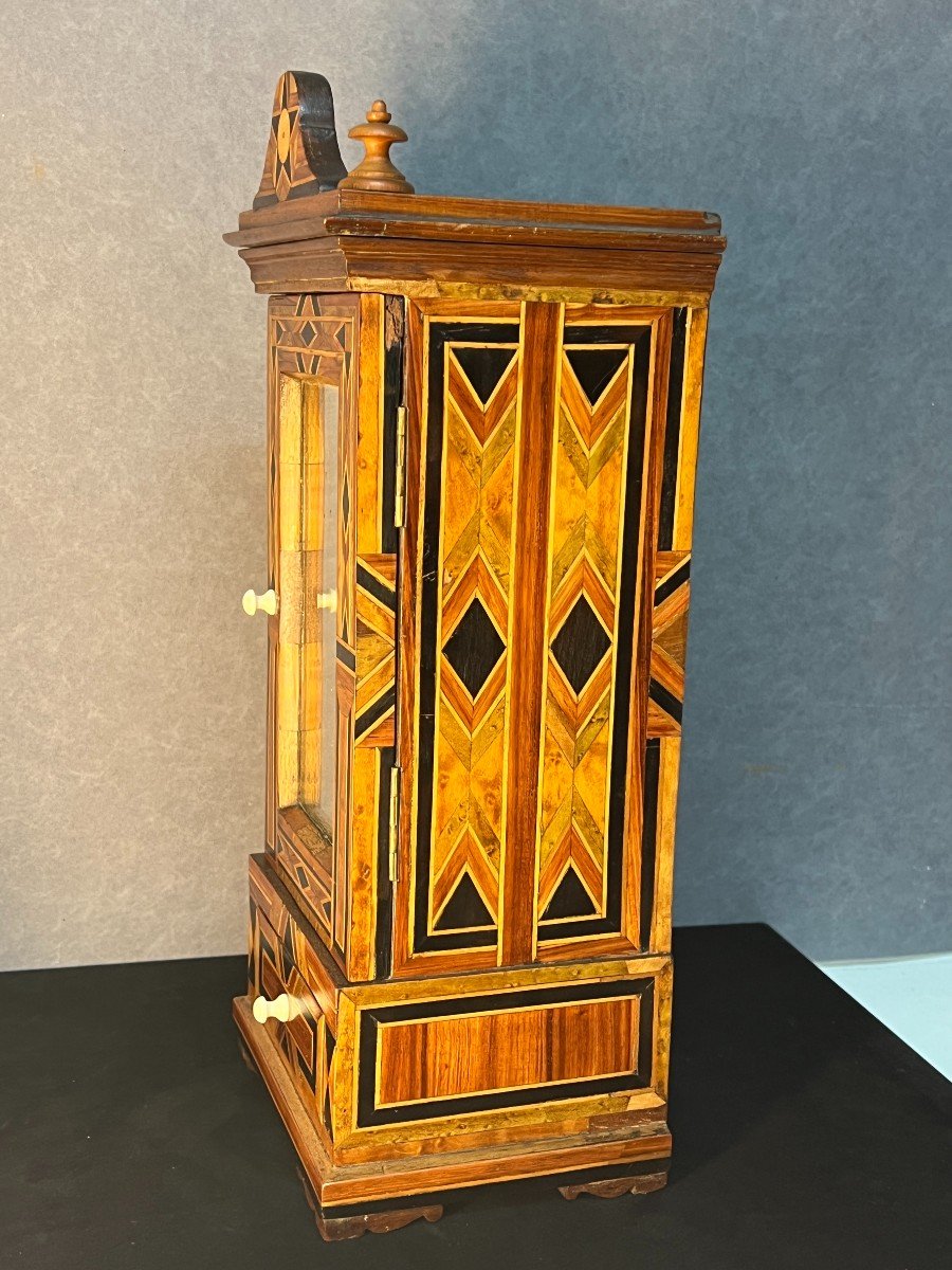 Très Belle Armoire De Maitrise En Bois Et Marqueterie,  XIXe Siècle, Petite Taille-photo-3