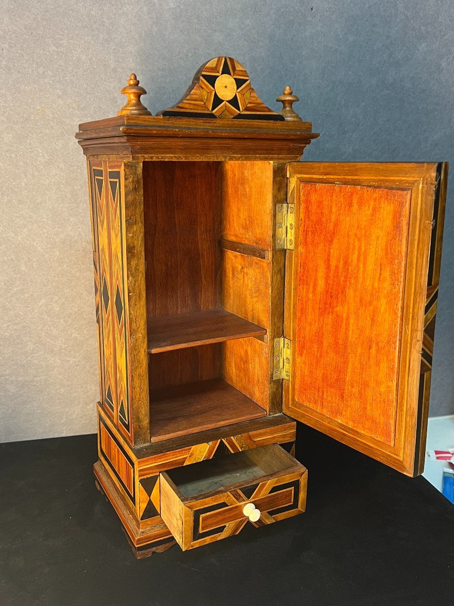 Très Belle Armoire De Maitrise En Bois Et Marqueterie,  XIXe Siècle, Petite Taille-photo-7