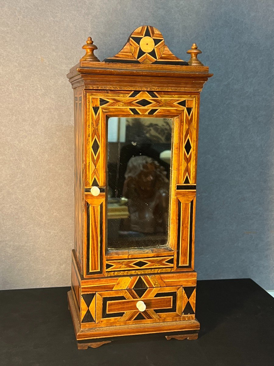 Très Belle Armoire De Maitrise En Bois Et Marqueterie,  XIXe Siècle, Petite Taille-photo-8