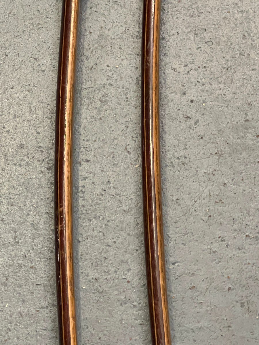 Pair Of Antique Bows, Yumi, Edo Period, Traditional Japan In Wood, Metal And Horn-photo-3