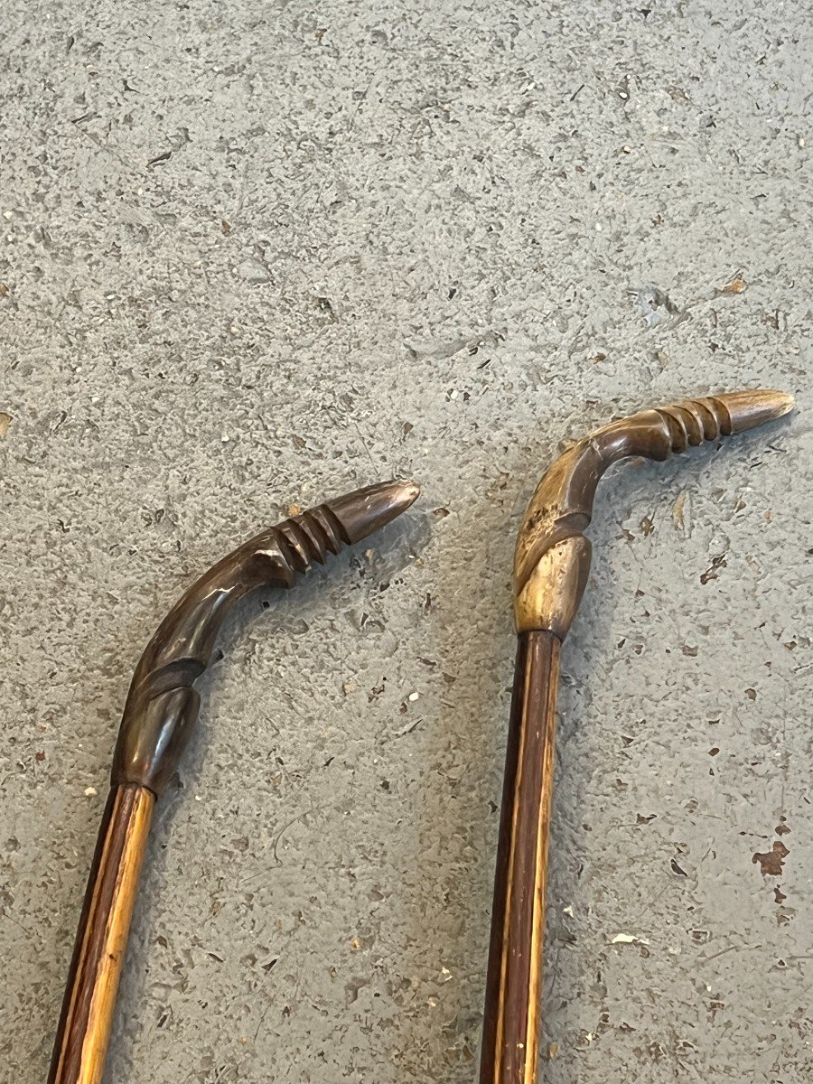 Pair Of Antique Bows, Yumi, Edo Period, Traditional Japan In Wood, Metal And Horn-photo-2