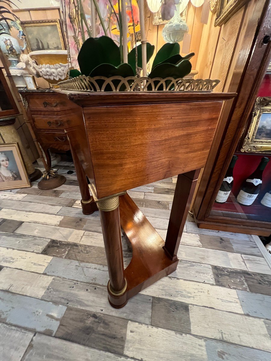 Pretty Jardinière In Marquetry And Gilt Bronze, Empire Period, 19th Century-photo-1