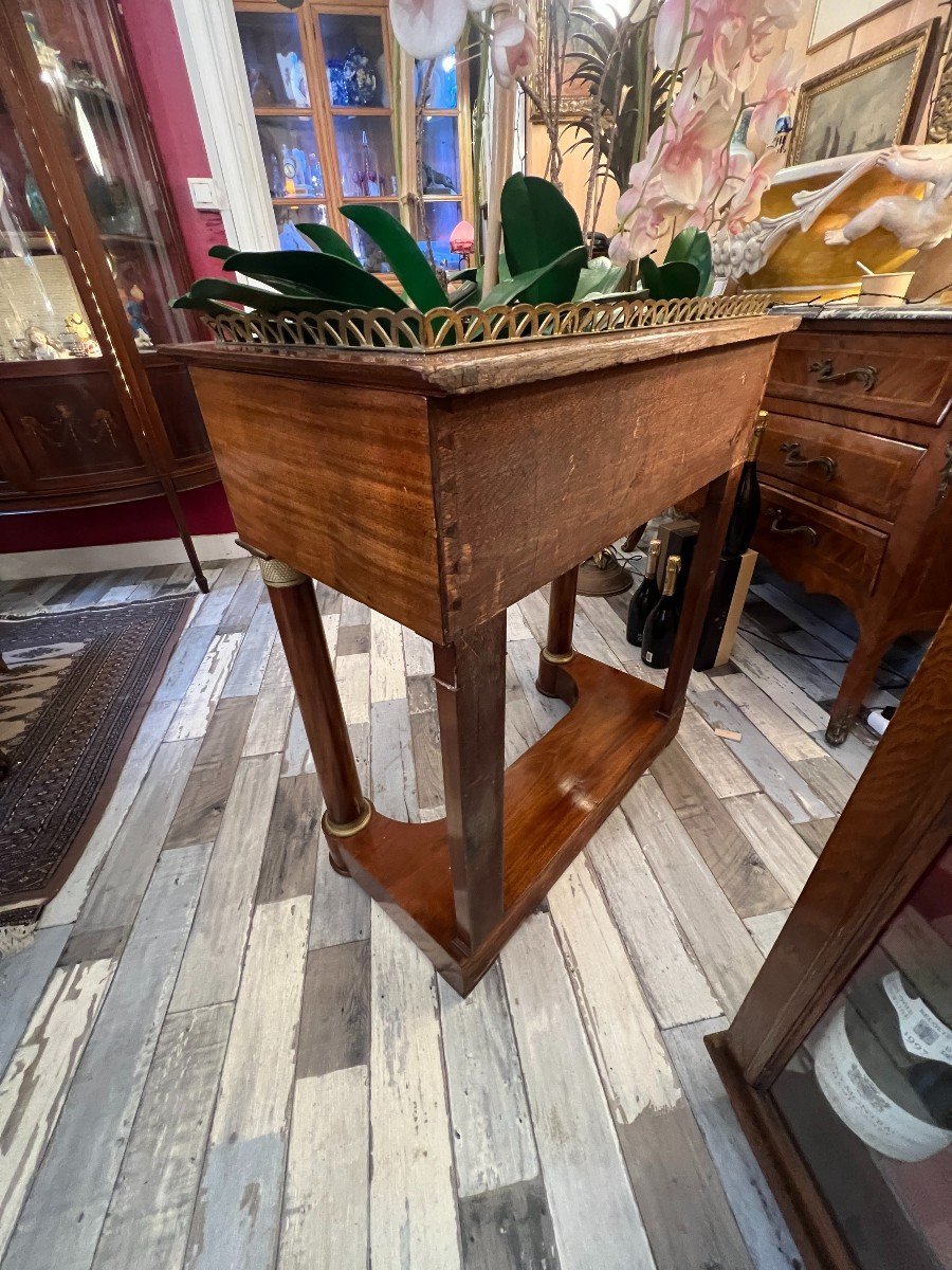 Pretty Jardinière In Marquetry And Gilt Bronze, Empire Period, 19th Century-photo-3