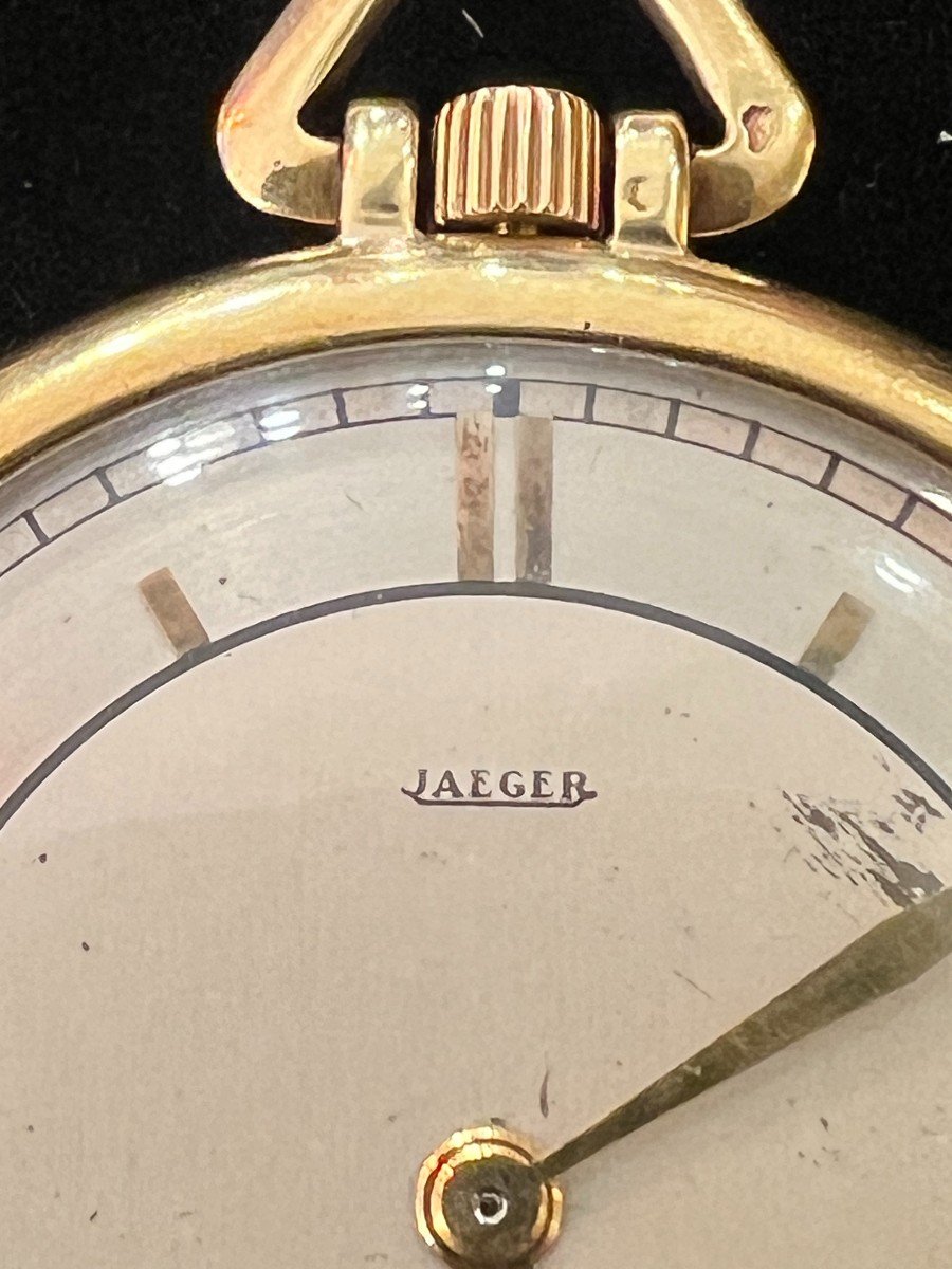 Jaeger Lecoultre, Men's Pocket Watch With 18 Carat Gold Chain-photo-3