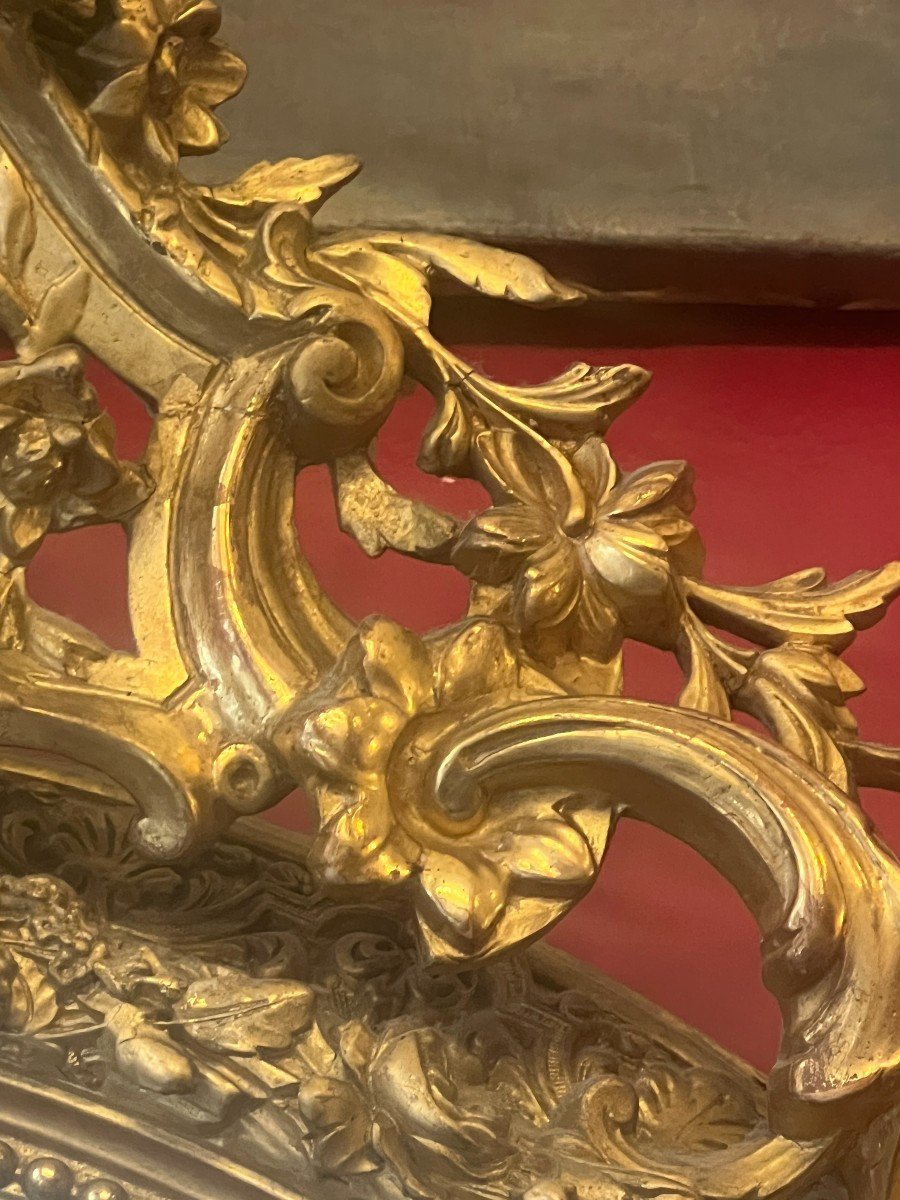 19th Century Oval Mirror, Wood And Stucco Gilded With Gold Leaf-photo-7