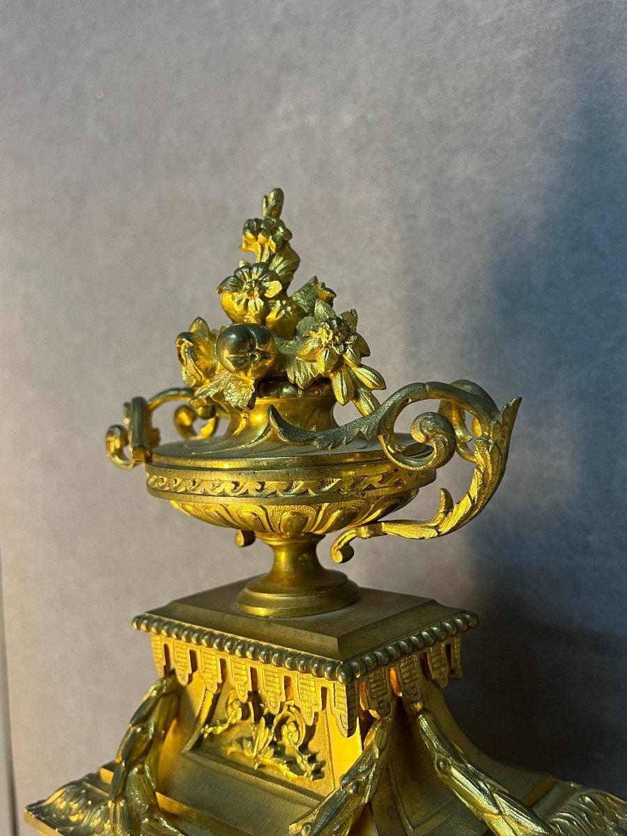 Julien Leroy Paris, Pendule En Bronze Doré Du XIXe Siècle, Circa 1880, De Style Louis XVI-photo-4