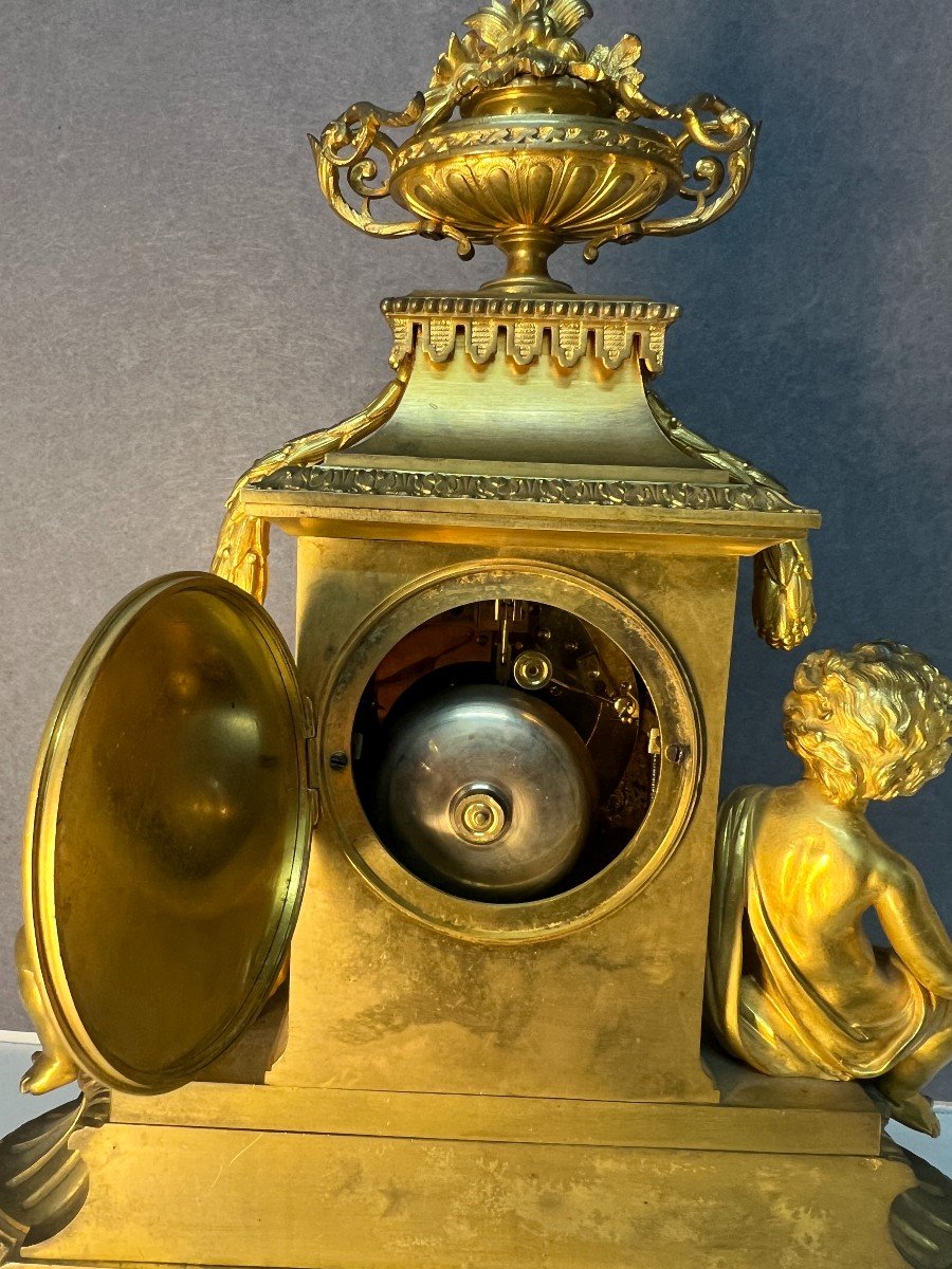 Julien Leroy Paris, 19th Century Gilt Bronze Clock, Circa 1880, Louis XVI Style-photo-7