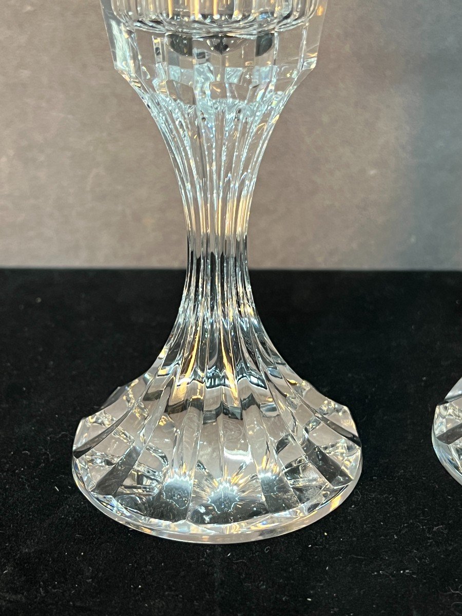 Série De 10 Flûtes à Champagne En Cristal De Baccarat, Modèle Assas, Hauteur 21.6 Cm-photo-2