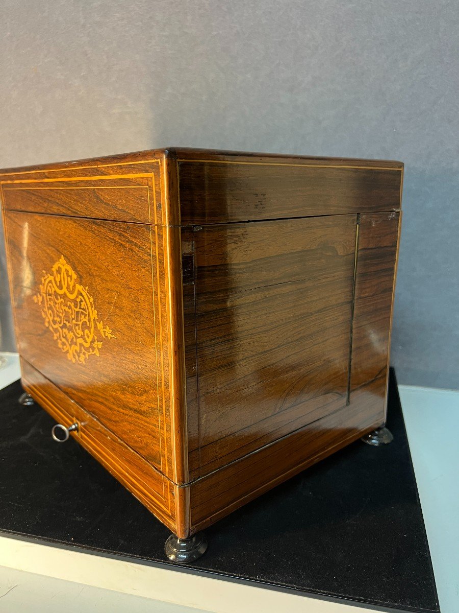 Complete Original Antique Liqueur Cellar With Sèvres Crystal Interior, 19th Century-photo-3