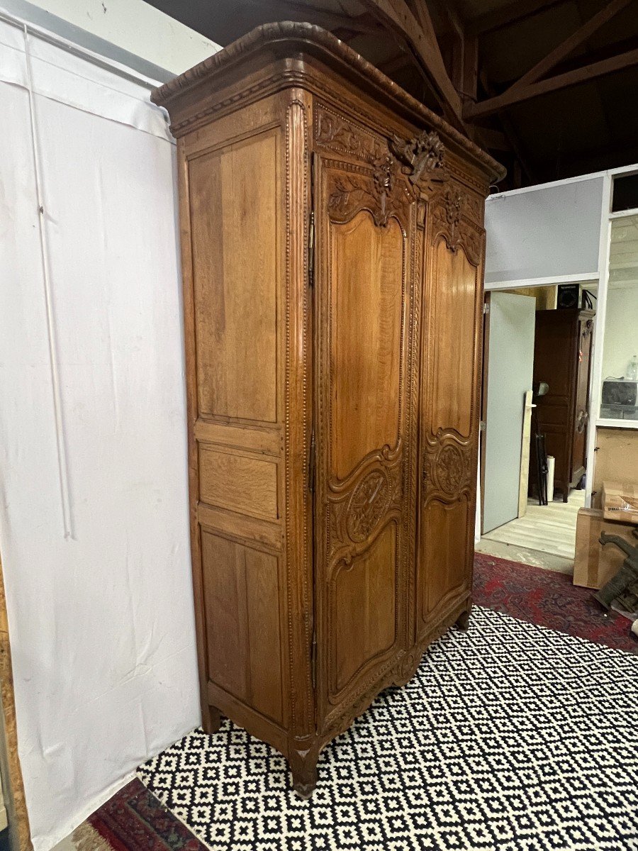 Norman Wedding Wardrobe In Light Oak, 19th Century, Good Condition, H 244 Cm-photo-7