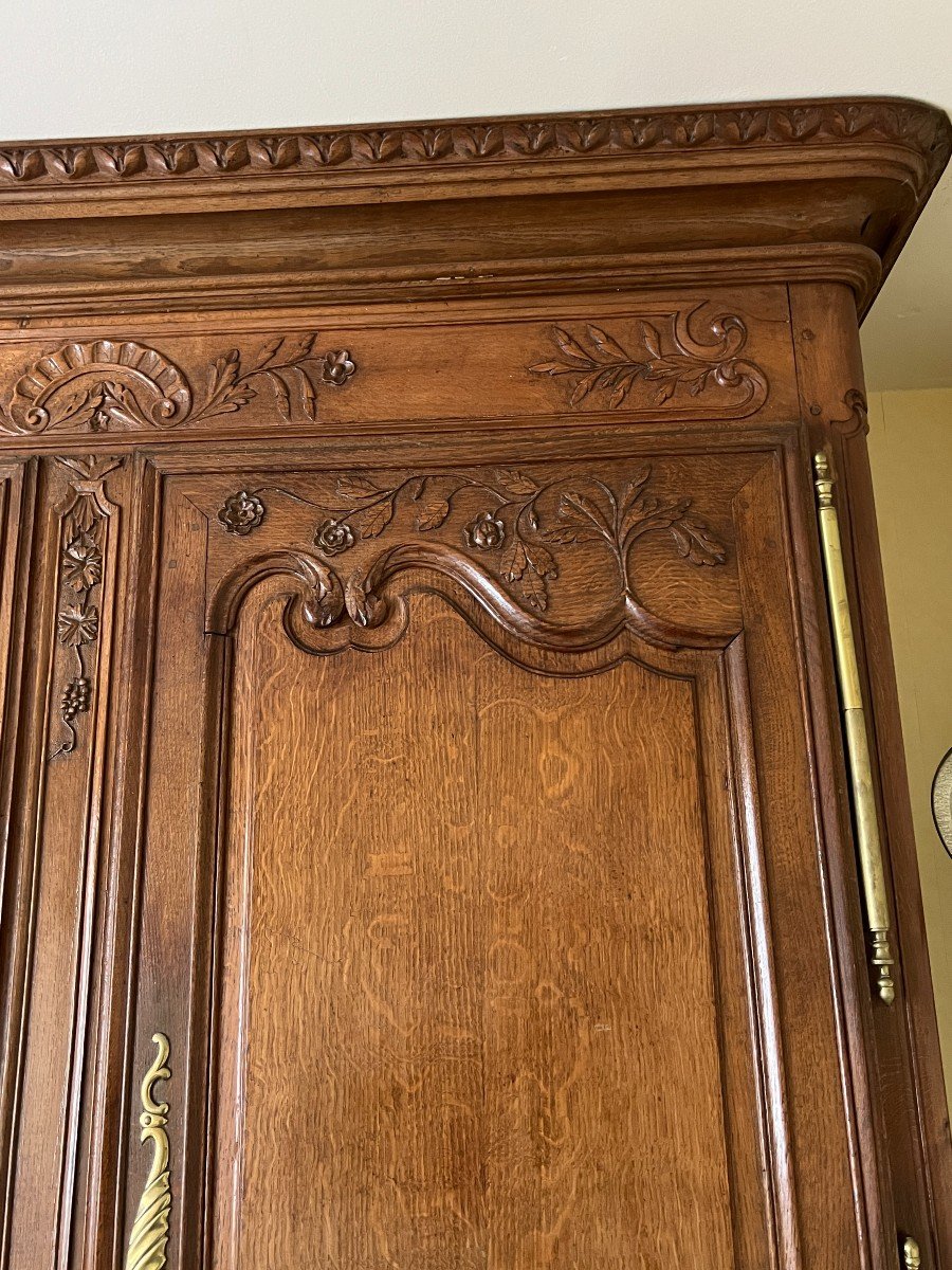 Antique And Imposing Louis XV Wardrobe In Light Solid Oak, Early 19th Century, Complete Lock-photo-2