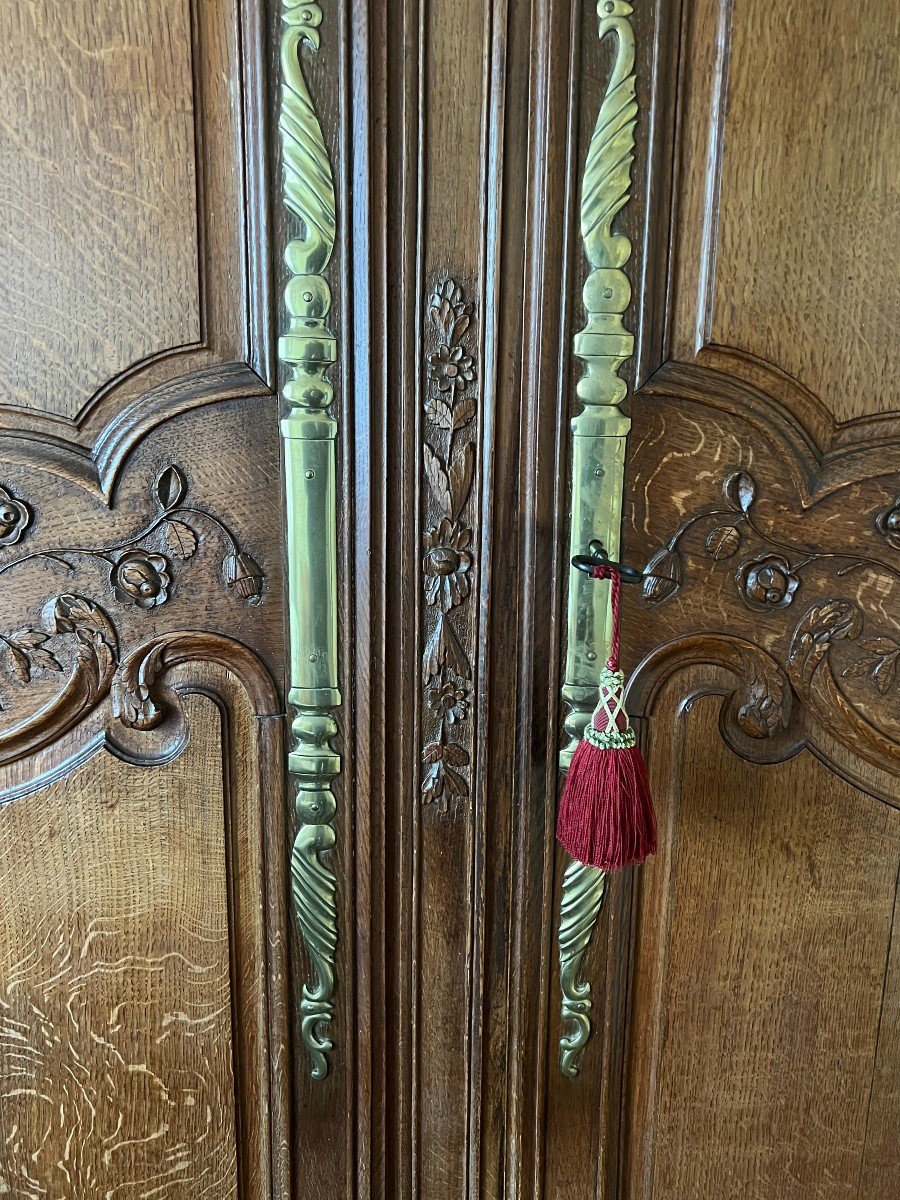 Antique And Imposing Louis XV Wardrobe In Light Solid Oak, Early 19th Century, Complete Lock-photo-2