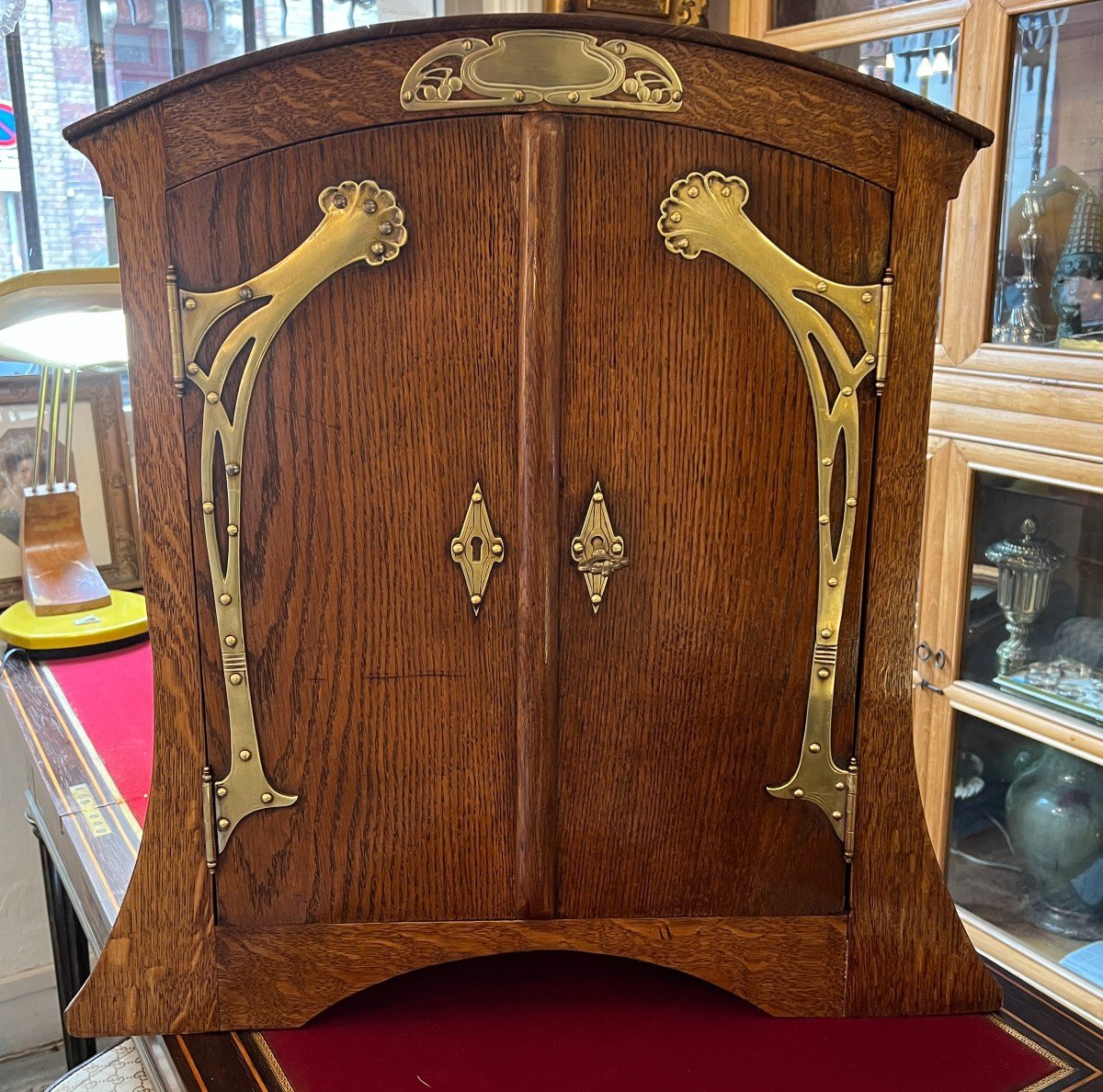 Art Nouveau Silver Cabinet Including 85-piece Silverware Set By Saglier Frères