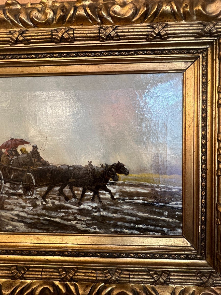 Signed Painting By Tadeusz Rybrovski 1848-1926, Oil On Canvas Signed And Dated 1882-photo-2