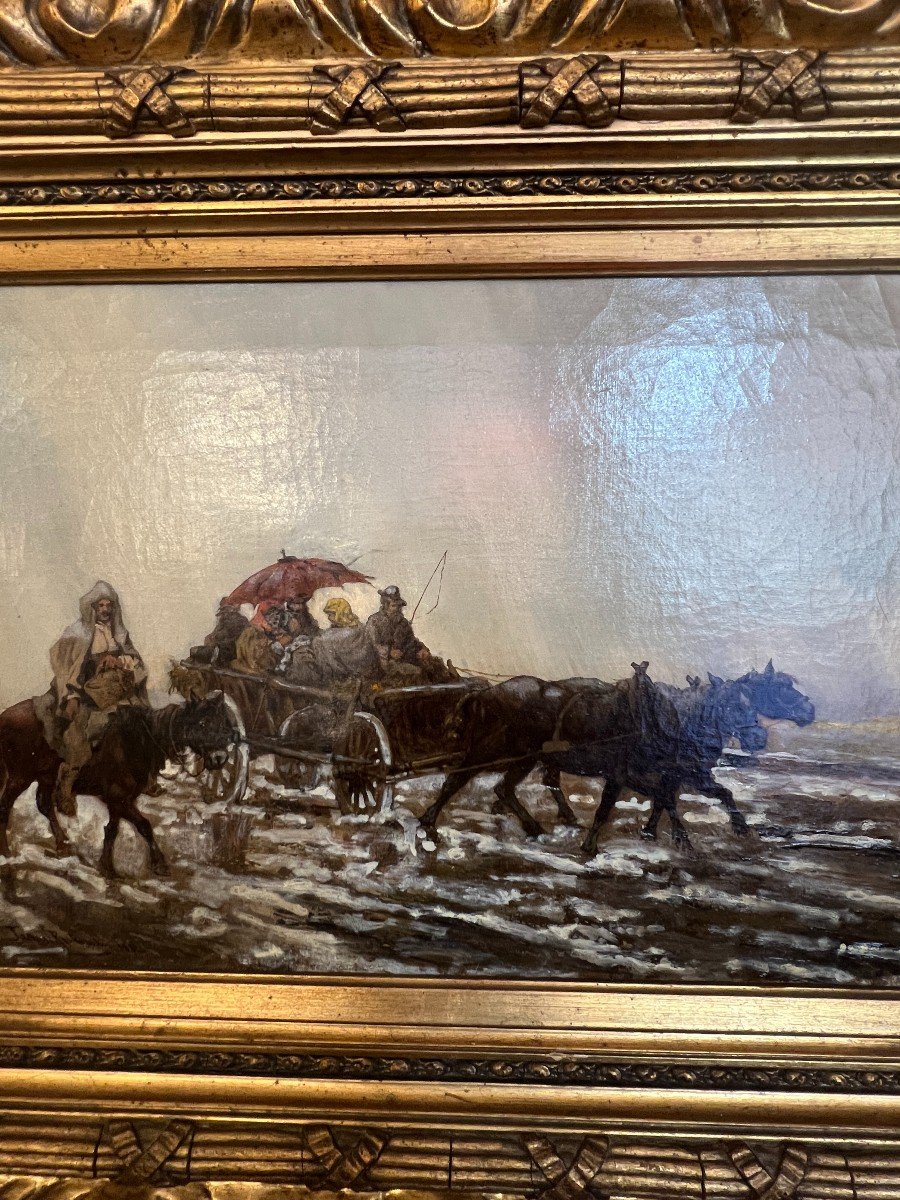 Signed Painting By Tadeusz Rybrovski 1848-1926, Oil On Canvas Signed And Dated 1882-photo-3