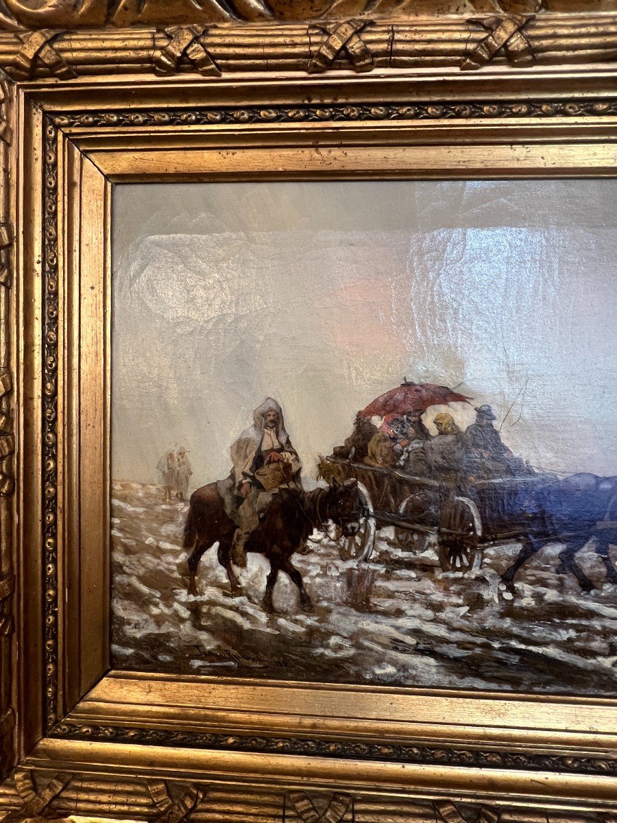 Signed Painting By Tadeusz Rybrovski 1848-1926, Oil On Canvas Signed And Dated 1882-photo-4