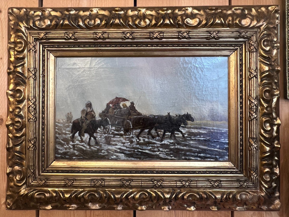 Signed Painting By Tadeusz Rybrovski 1848-1926, Oil On Canvas Signed And Dated 1882