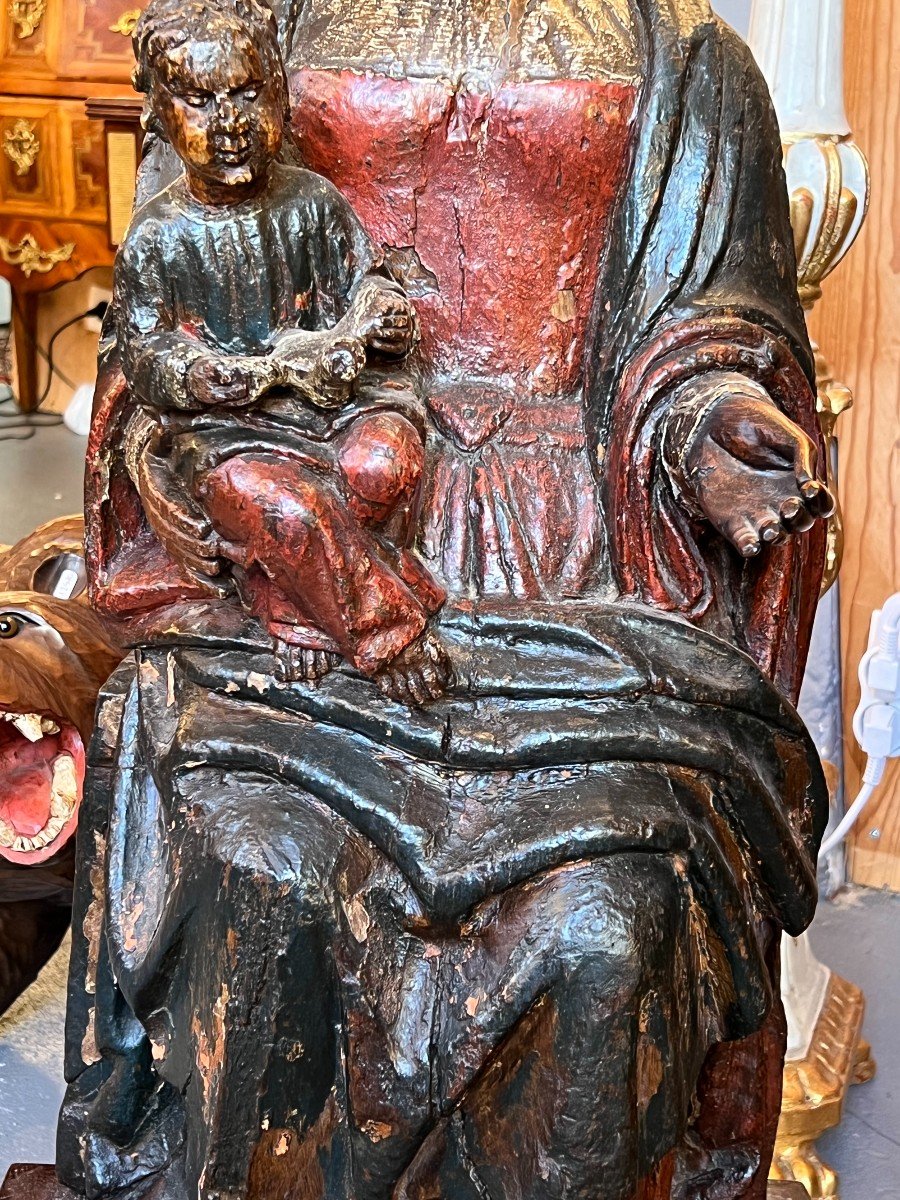 Virgin And Child In Polychrome Carved Wood From The Sixteenth Century-photo-3