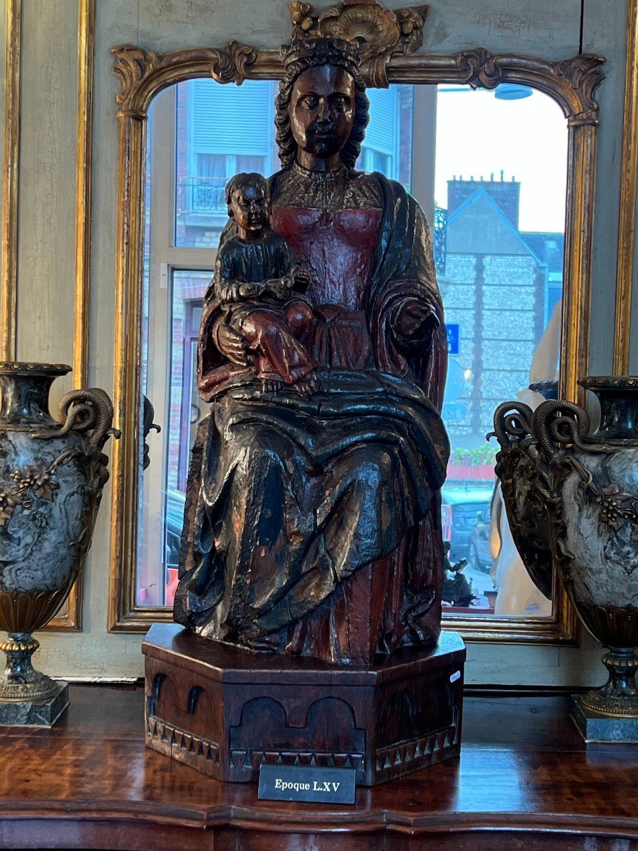 Virgin And Child In Polychrome Carved Wood From The Sixteenth Century-photo-6