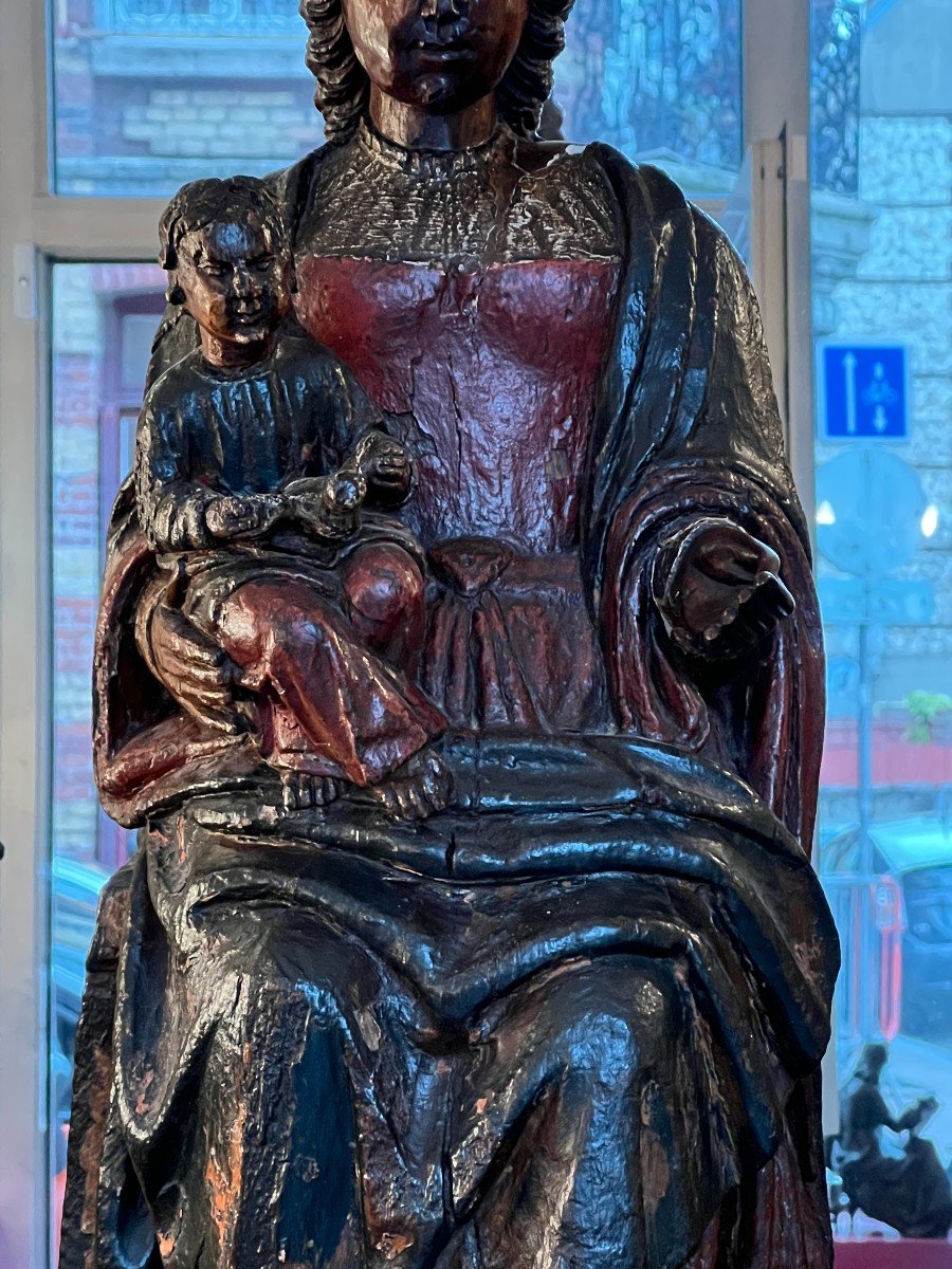 Virgin And Child In Polychrome Carved Wood From The Sixteenth Century-photo-8