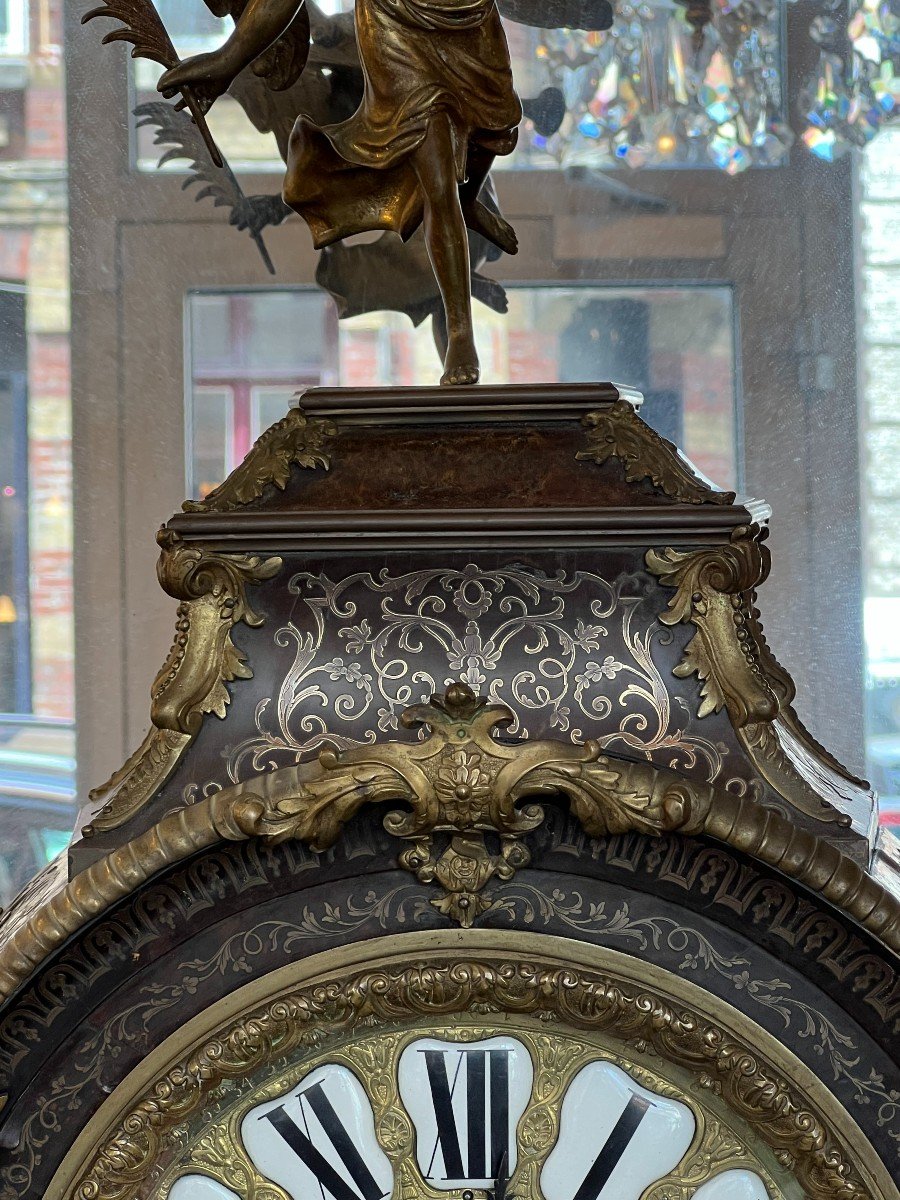 Louis XIV Style Cartel In Boulle Marquetry, XIXth Century, Napoleon III, 91 Cm-photo-3