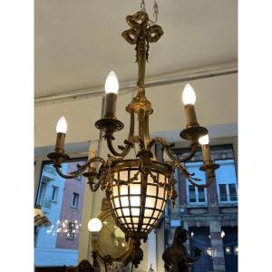 Beautiful 19th Century Chandelier In High Quality Solid Gilt Bronze, Louis XVI Style