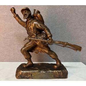 Sculpture De Bronze D’un Poilu De La Guerre 1914, Signé A. Falcinelli